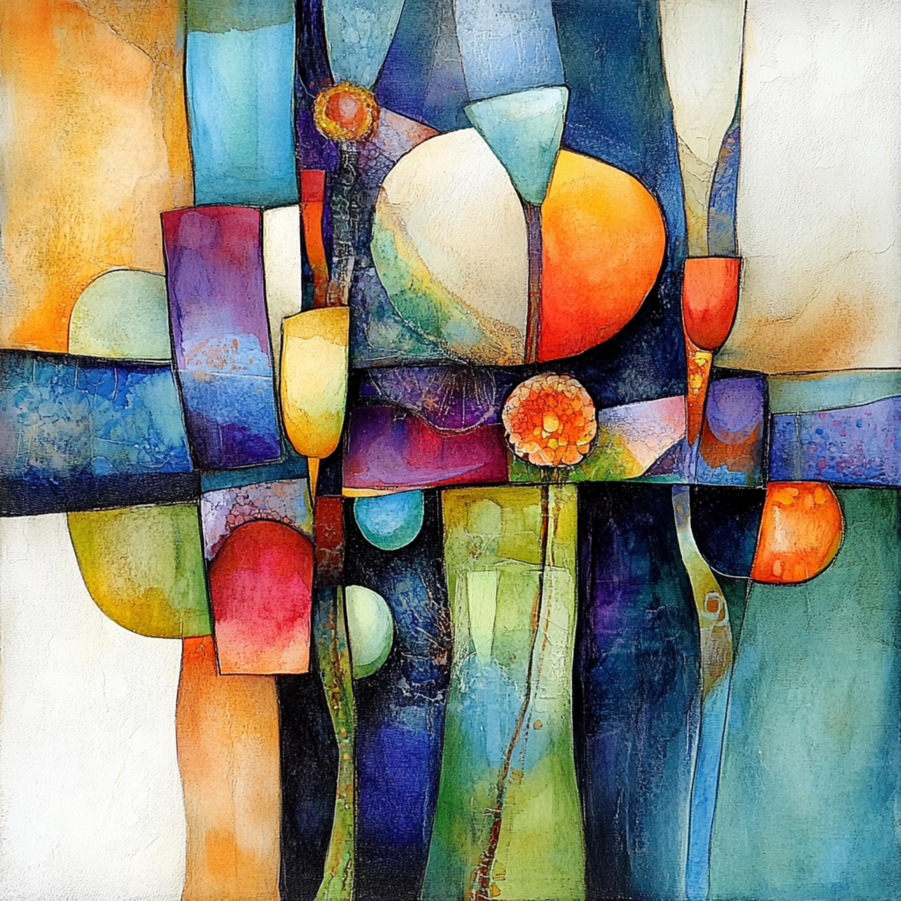12 Abstract Artwork Digital Prints, Vibrant Colors Wall Art, Large Square Poster, 12 Digital Images Set, Colorful Abstract Art