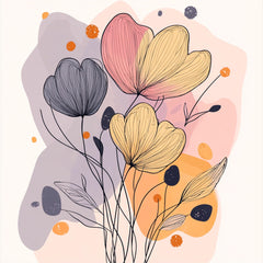 12 Floral Pastel Line Art Digital Images, 12 Poster Set, Large Square Artwork For Home Decor, Modern Wall Art, Botanical Prints, Overthebed