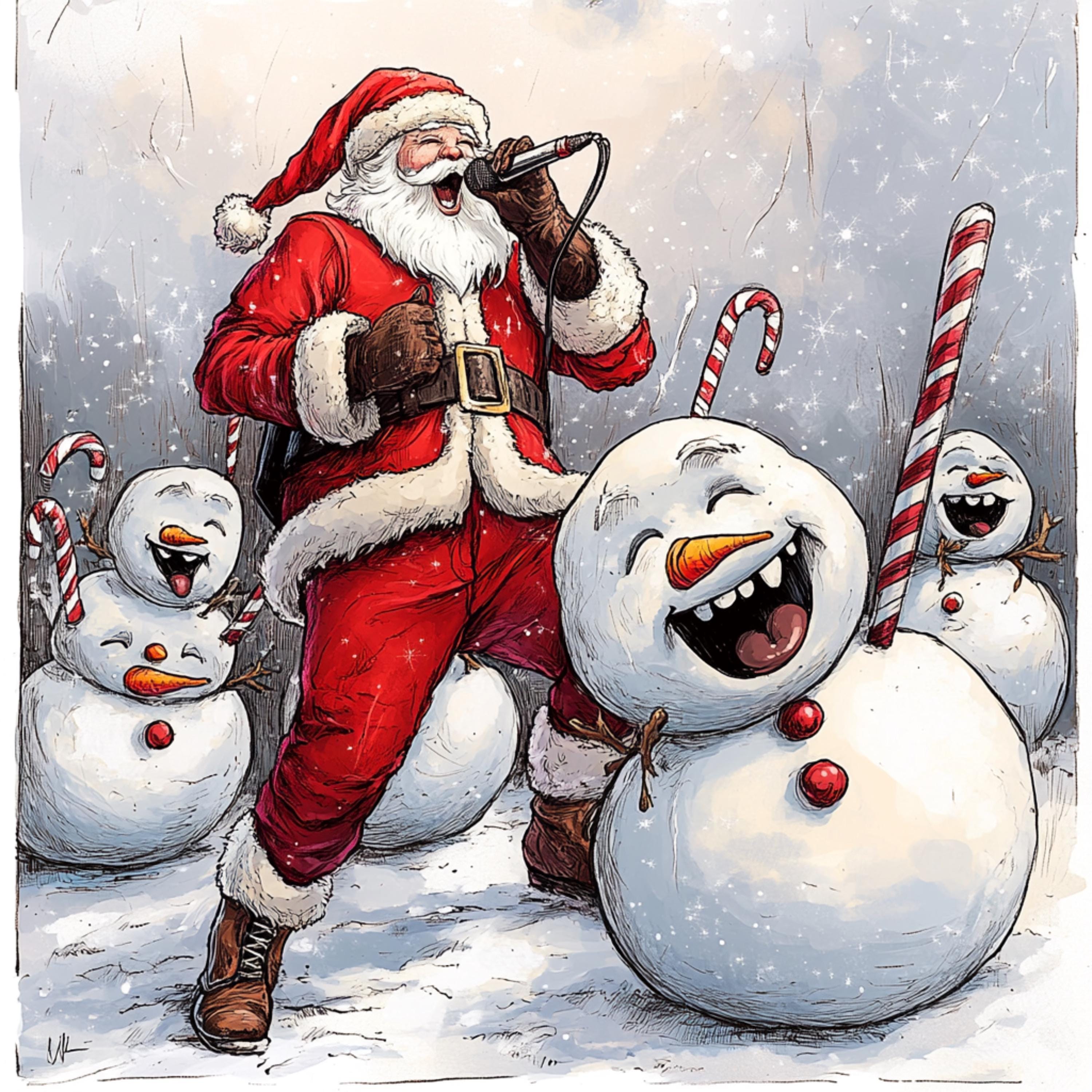 27 Santa Retro Poster, Large Square Artwork 27 Digital Images Holiday Decor, Seasonal Wall Art, Christmas Santa Print, Festive Snowman Scene