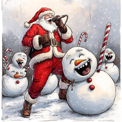 27 Santa Retro Poster, Large Square Artwork 27 Digital Images Holiday Decor, Seasonal Wall Art, Christmas Santa Print, Festive Snowman Scene