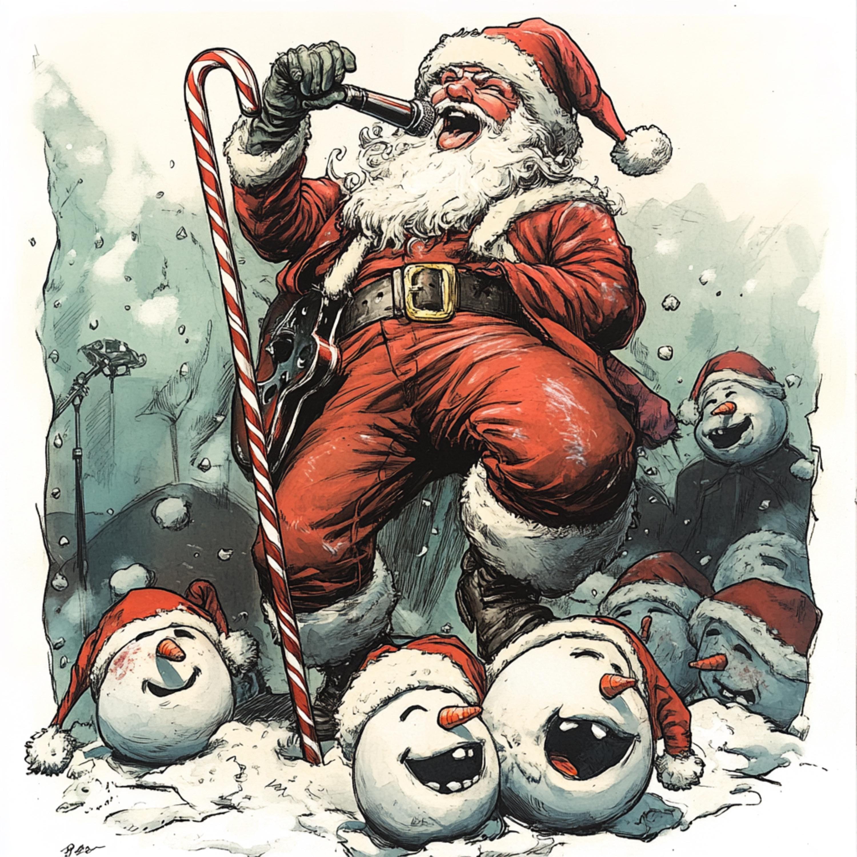 27 Santa Retro Poster, Large Square Artwork 27 Digital Images Holiday Decor, Seasonal Wall Art, Christmas Santa Print, Festive Snowman Scene
