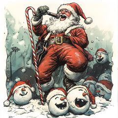 27 Santa Retro Poster, Large Square Artwork 27 Digital Images Holiday Decor, Seasonal Wall Art, Christmas Santa Print, Festive Snowman Scene
