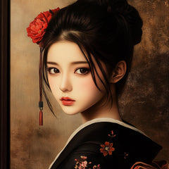 60 Geisha Japanese Girl Poster Large Square Artwork 60 Digital Images Exotic Beauty Vibrant Floral Art Wall Decor