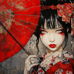 60 Geisha Japanese Girl Poster Large Square Artwork 60 Digital Images Exotic Beauty Vibrant Floral Art Wall Decor