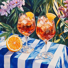 12 Summertime Spritz Digital Art Set of 12 Large Square Images, Refreshing Orange Cocktails in Garden, Perfect Wall Decor