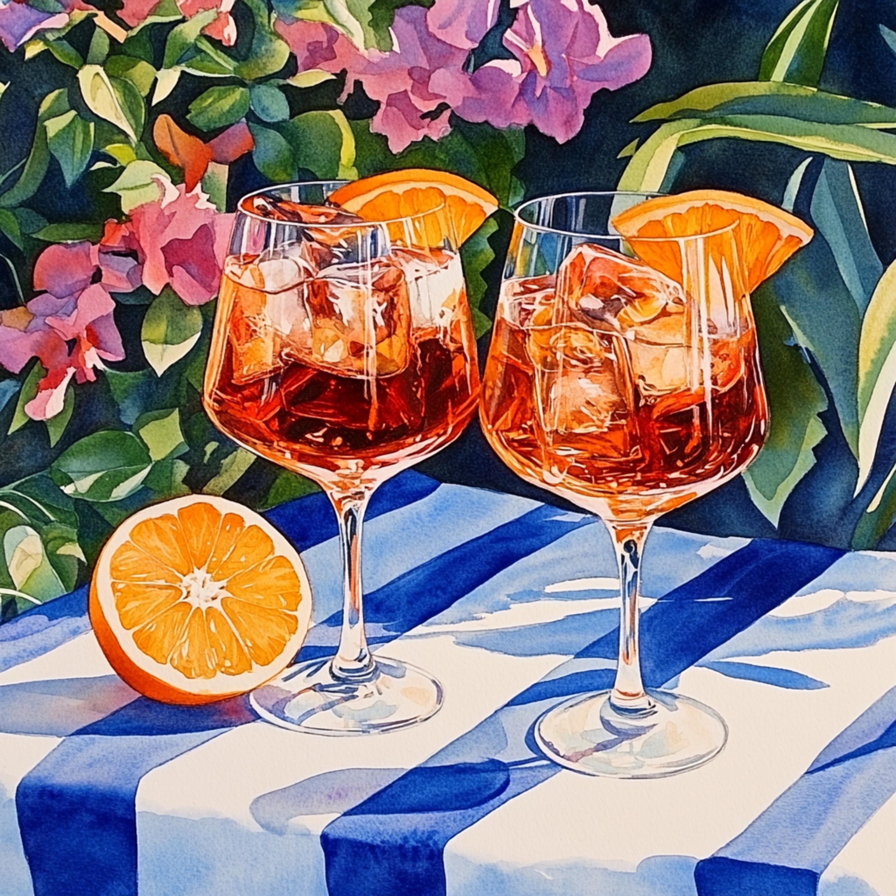 12 Summertime Spritz Digital Art Set of 12 Large Square Images, Refreshing Orange Cocktails in Garden, Perfect Wall Decor