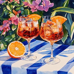 12 Summertime Spritz Digital Art Set of 12 Large Square Images, Refreshing Orange Cocktails in Garden, Perfect Wall Decor