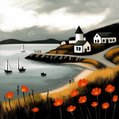 12 Dramatic Coastal Scene Digital Artwork Set of 12, Large Square Art Prints, Scenic Home Wall Decor, Beach and Sea View Prints