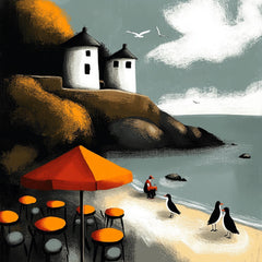 12 Dramatic Coastal Scene Digital Artwork Set of 12, Large Square Art Prints, Scenic Home Wall Decor, Beach and Sea View Prints