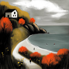 12 Dramatic Coastal Scene Digital Artwork Set of 12, Large Square Art Prints, Scenic Home Wall Decor, Beach and Sea View Prints