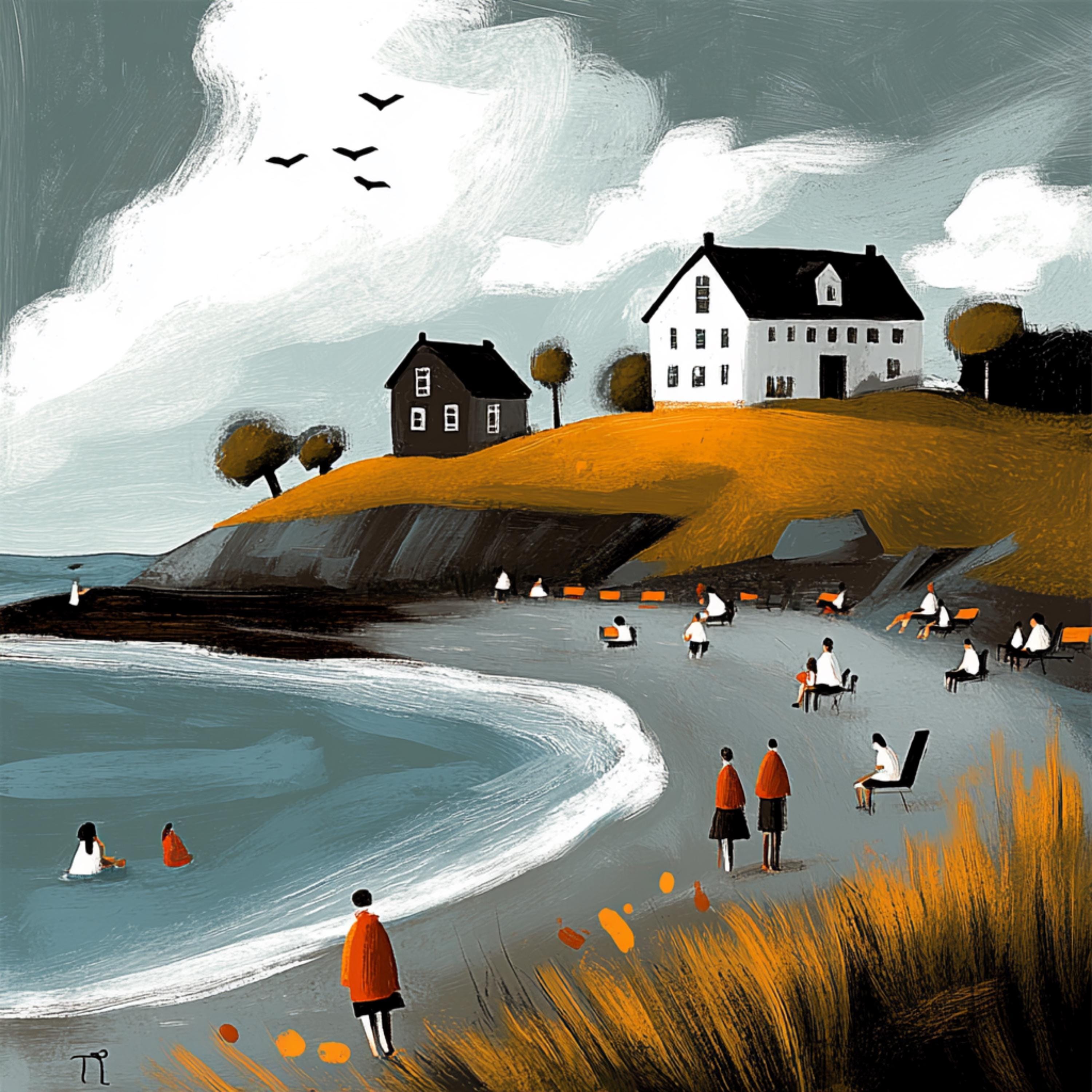 12 Dramatic Coastal Scene Digital Artwork Set of 12, Large Square Art Prints, Scenic Home Wall Decor, Beach and Sea View Prints