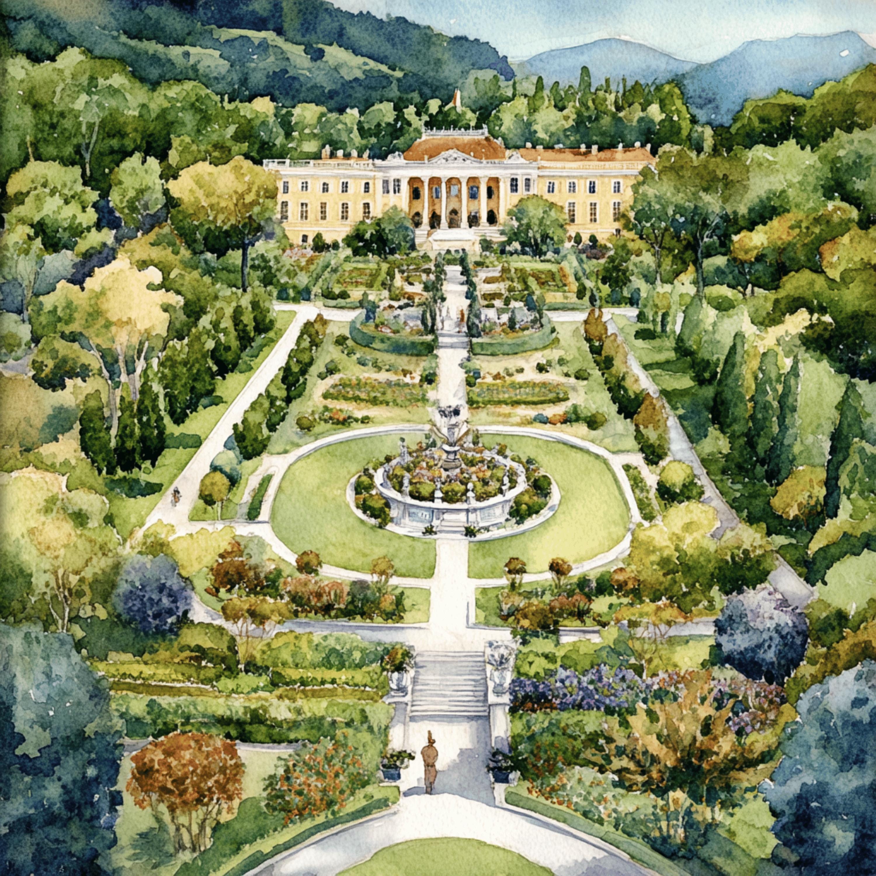 44 digital watercolor images Vienna Austria places of interest poster large square artwork travel photography collection
