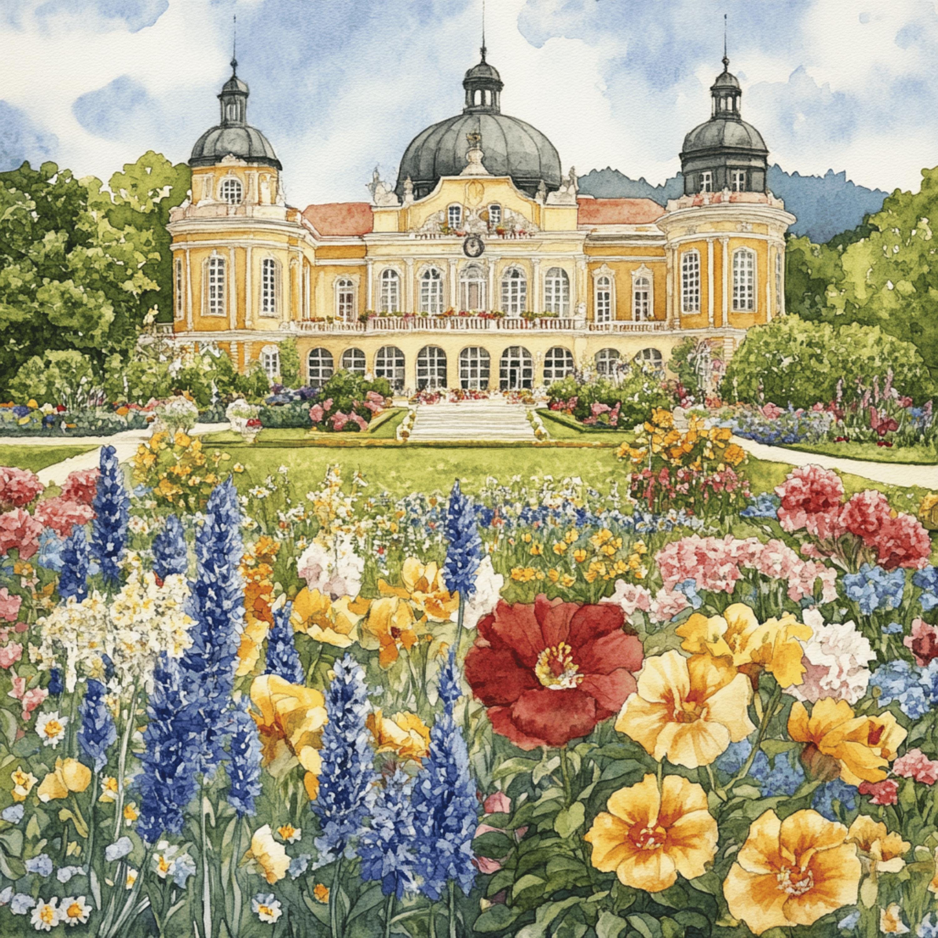 44 digital watercolor images Vienna Austria places of interest poster large square artwork travel photography collection