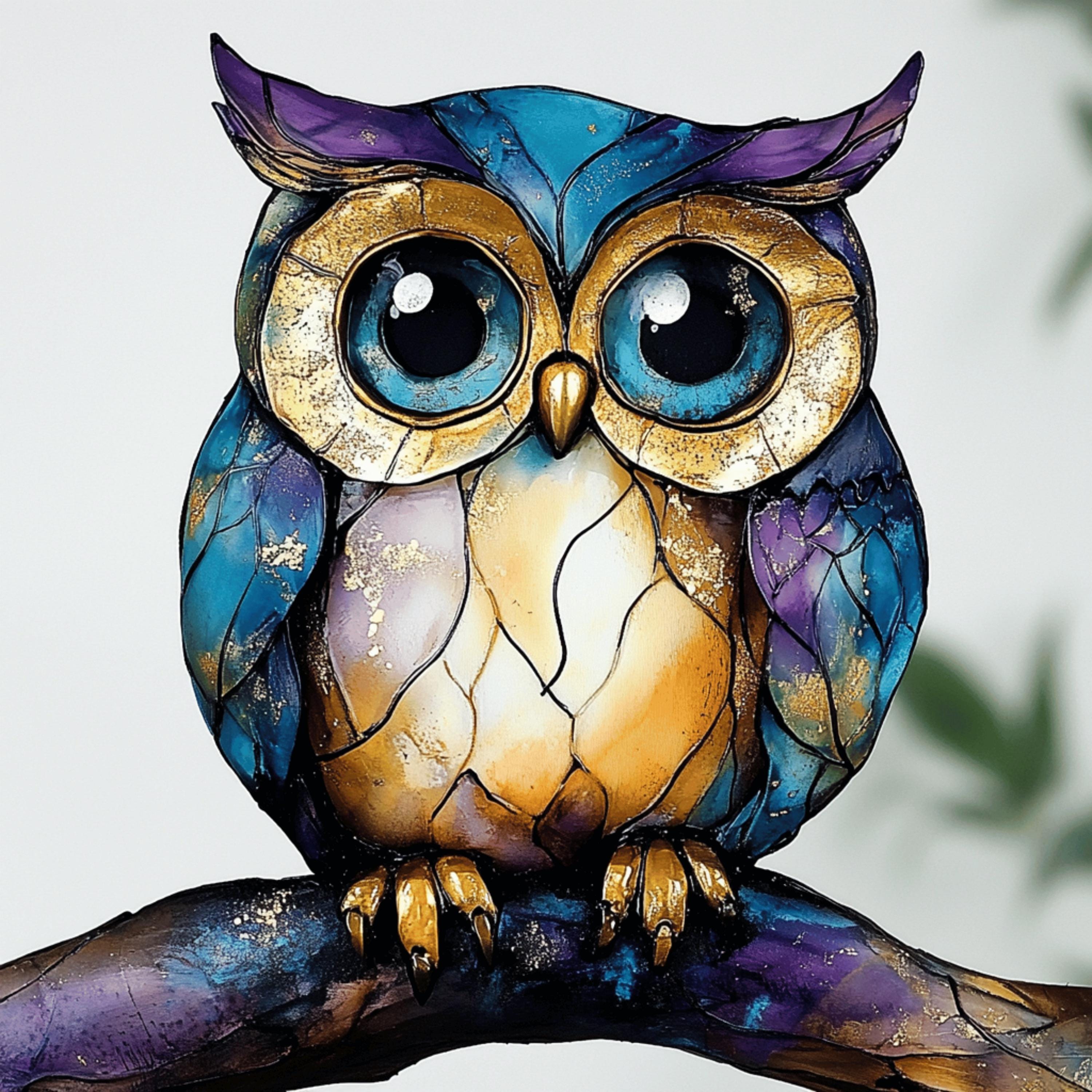 100 Owl Digital Art Print, Various Artistic Styles, Owl Poster, Large Square Artwork, 100 Digital Images, Wall Decor, Nature Artwork