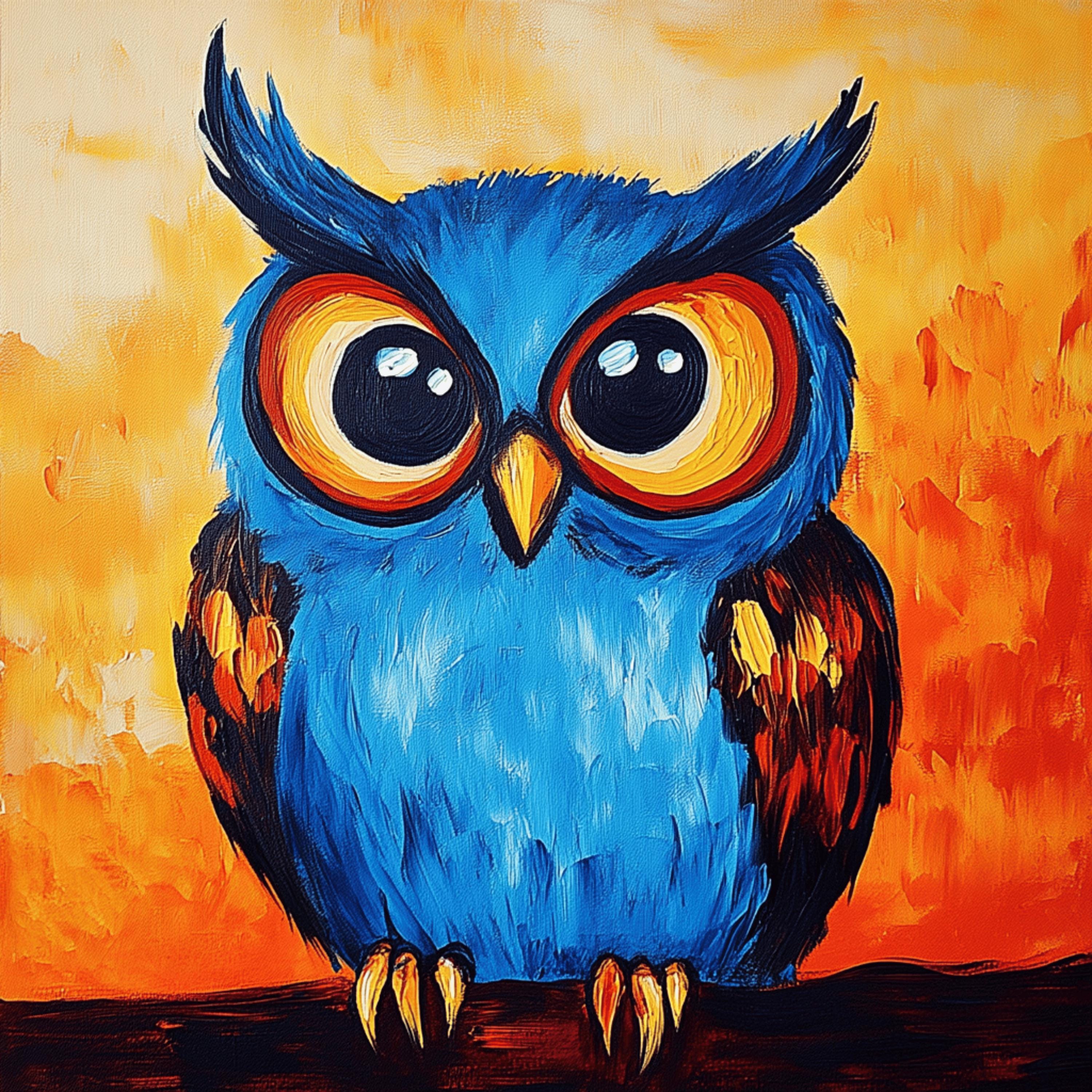 100 Owl Digital Art Print, Various Artistic Styles, Owl Poster, Large Square Artwork, 100 Digital Images, Wall Decor, Nature Artwork