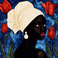 15 Black Woman Portrait Digital Art, Large Square Artwork, Vibrant Headwrap Art, Home Decoration, Modern Wall Art Prints Contemporary Ethnic