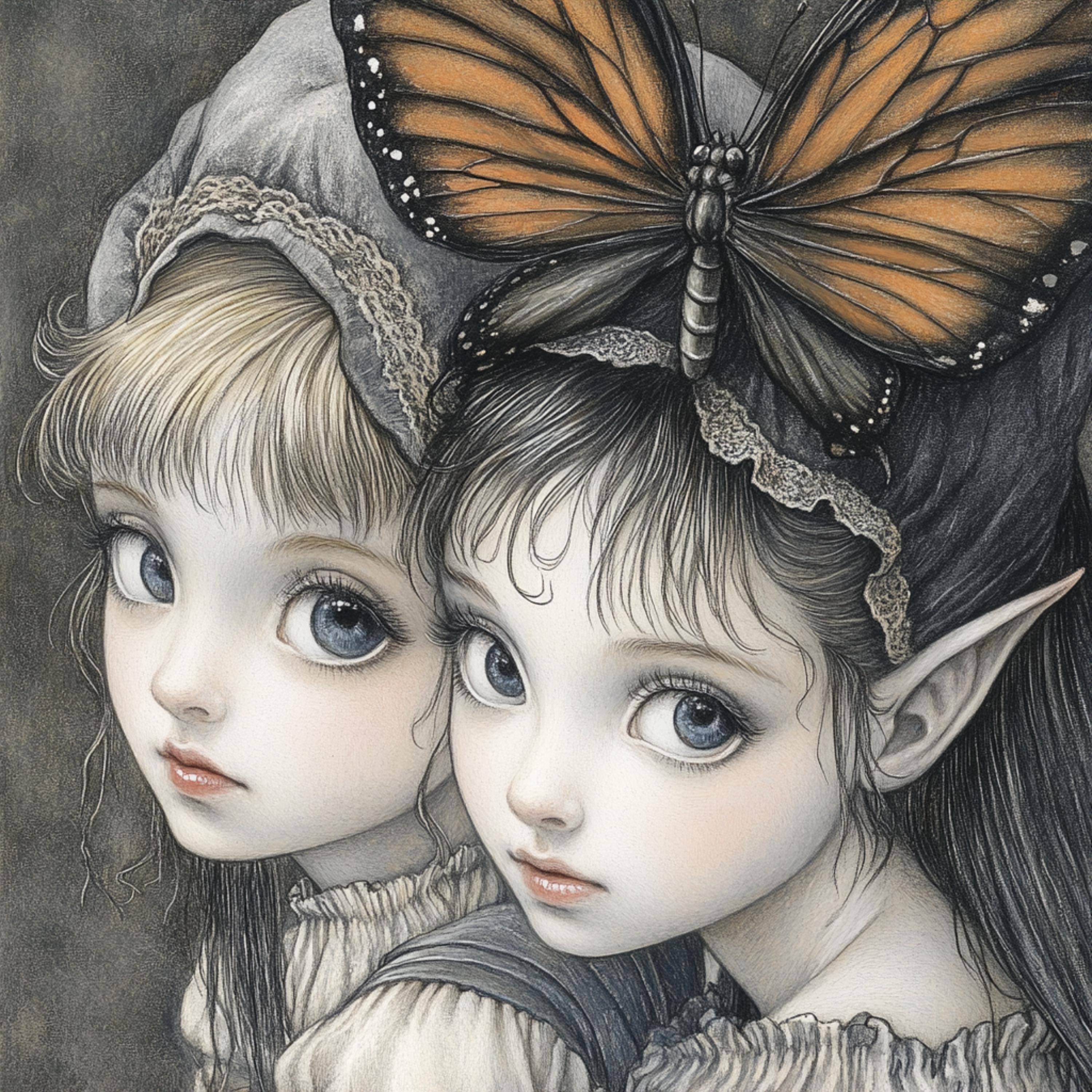 25 digital images, gnomes, elves, pixies, fairies, large square artwork, christmas fantasy, cute characters decor, kid's room, playroom art.