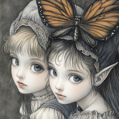 25 digital images, gnomes, elves, pixies, fairies, large square artwork, christmas fantasy, cute characters decor, kid's room, playroom art.