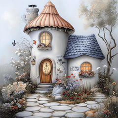 75 digital images whimsical houses village artwork town art kid's playroom large square artwork fairy tale decor nursery art