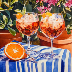 12 Summertime Spritz Digital Art Set of 12 Large Square Images, Refreshing Orange Cocktails in Garden, Perfect Wall Decor
