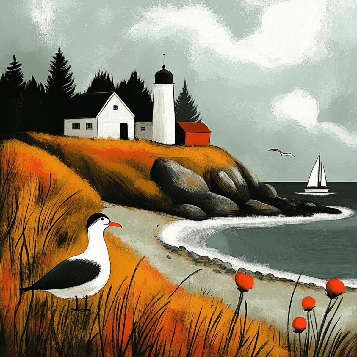 12 Dramatic Coastal Scene Digital Artwork Set of 12, Large Square Art Prints, Scenic Home Wall Decor, Beach and Sea View Prints