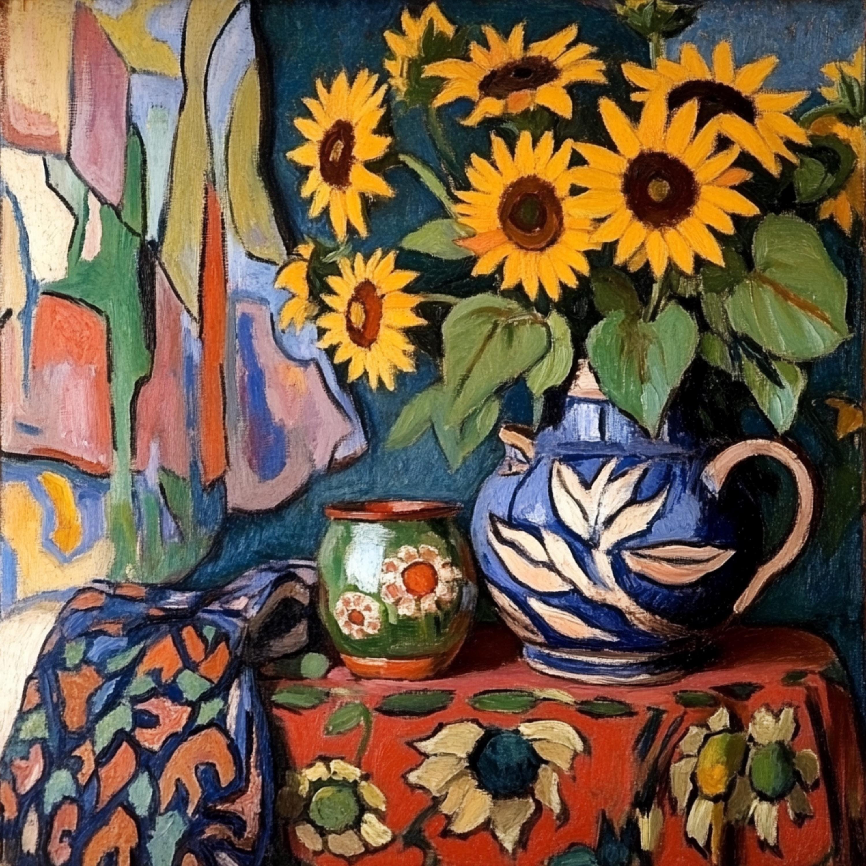 12 Vibrant Sunflower Still Life Digital Art Set, Large Square Artwork for Home Decor, Sunflowers Vase Painting, 12 Digital Images