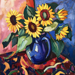 12 Vibrant Sunflower Still Life Digital Art Set, Large Square Artwork for Home Decor, Sunflowers Vase Painting, 12 Digital Images