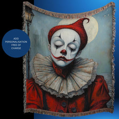 Clown Woven Blanket, Luxury Throw Blanket, Emotional Art Wall Tapestry, Artistic Blanket Gift, Tapestry Wall Art, Free Personalisation.