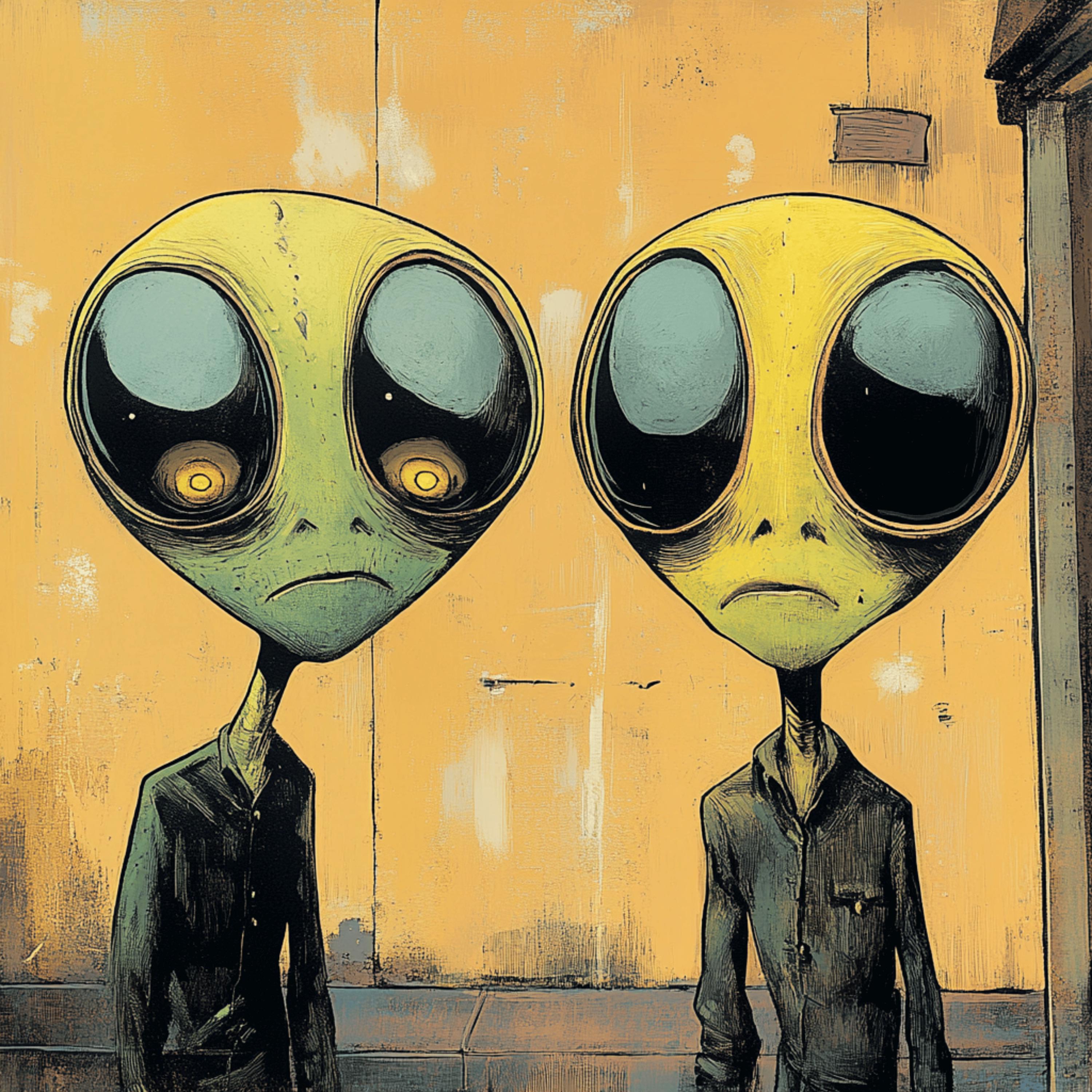 11 Alien digital art digital images, comic book style, extraterrestrial wall decor, large square wall artwork, sci-fi home decor