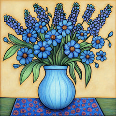 12 Digital Images, Flowers in a Blue Vase, Floral Artwork, Wall Decor, Large Square Artwork, Printable Art, Home Decorations