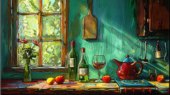 22 Large Landscape Artwork, Digital Kitchen Art, Colorful Still Life Print, 22 Digital Files, Vibrant Grapes and Wine Art