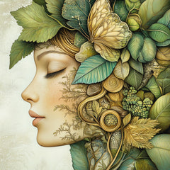 15 Boho female portrait digital art, green artwork collection, large square wall art, 15 digital images set, nature inspired decor