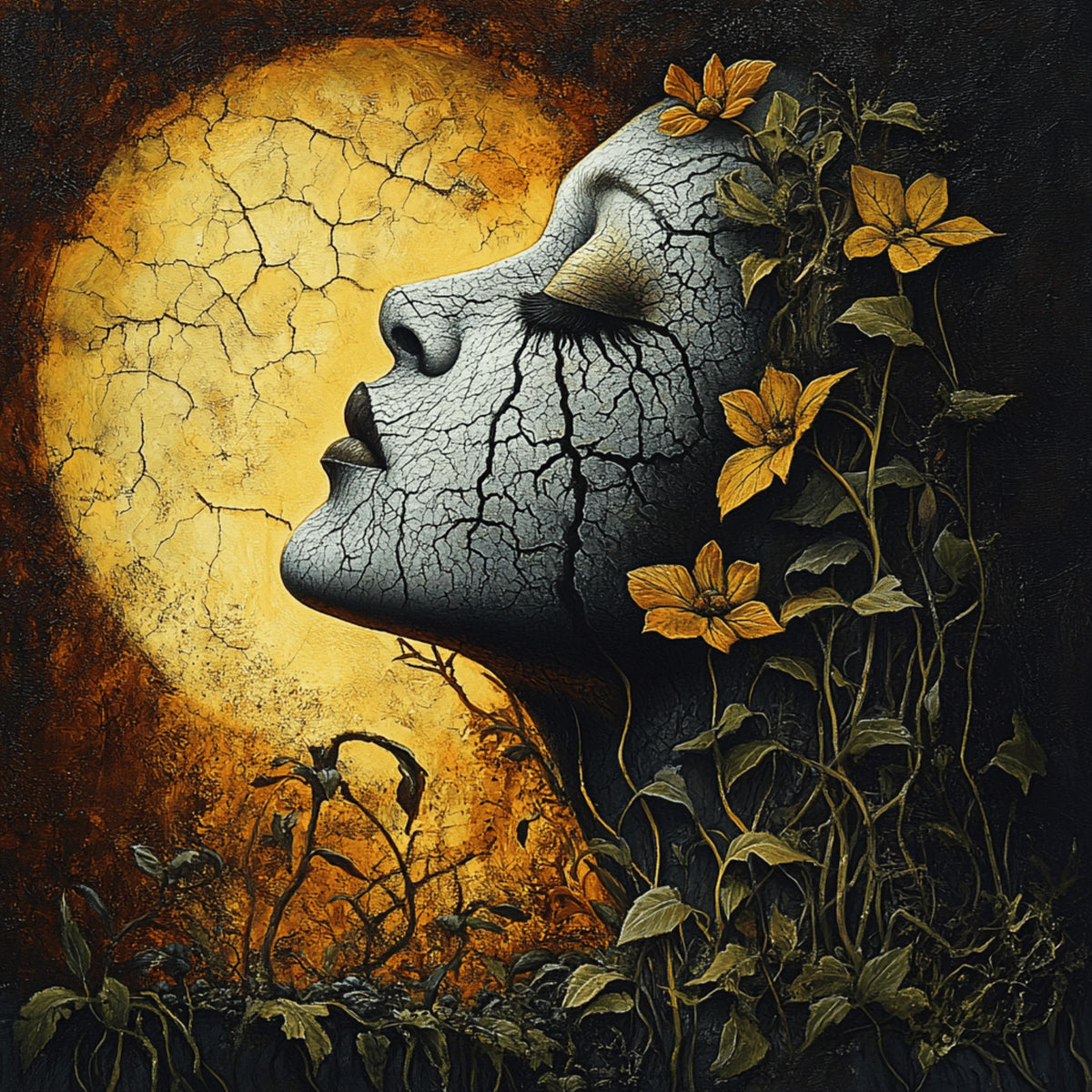 16 Nature Inspired Female Portrait Art, Large Square Artwork, Digital Image Print, Wall Decor, Home and Office Decoration, 16 Prints Set