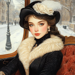 16 Victorian Lady Carriage Digital Art, Large Square Artwork, 16 Digital Images Decor, Elegant Victorian Wall Art Print, Female Portrait.