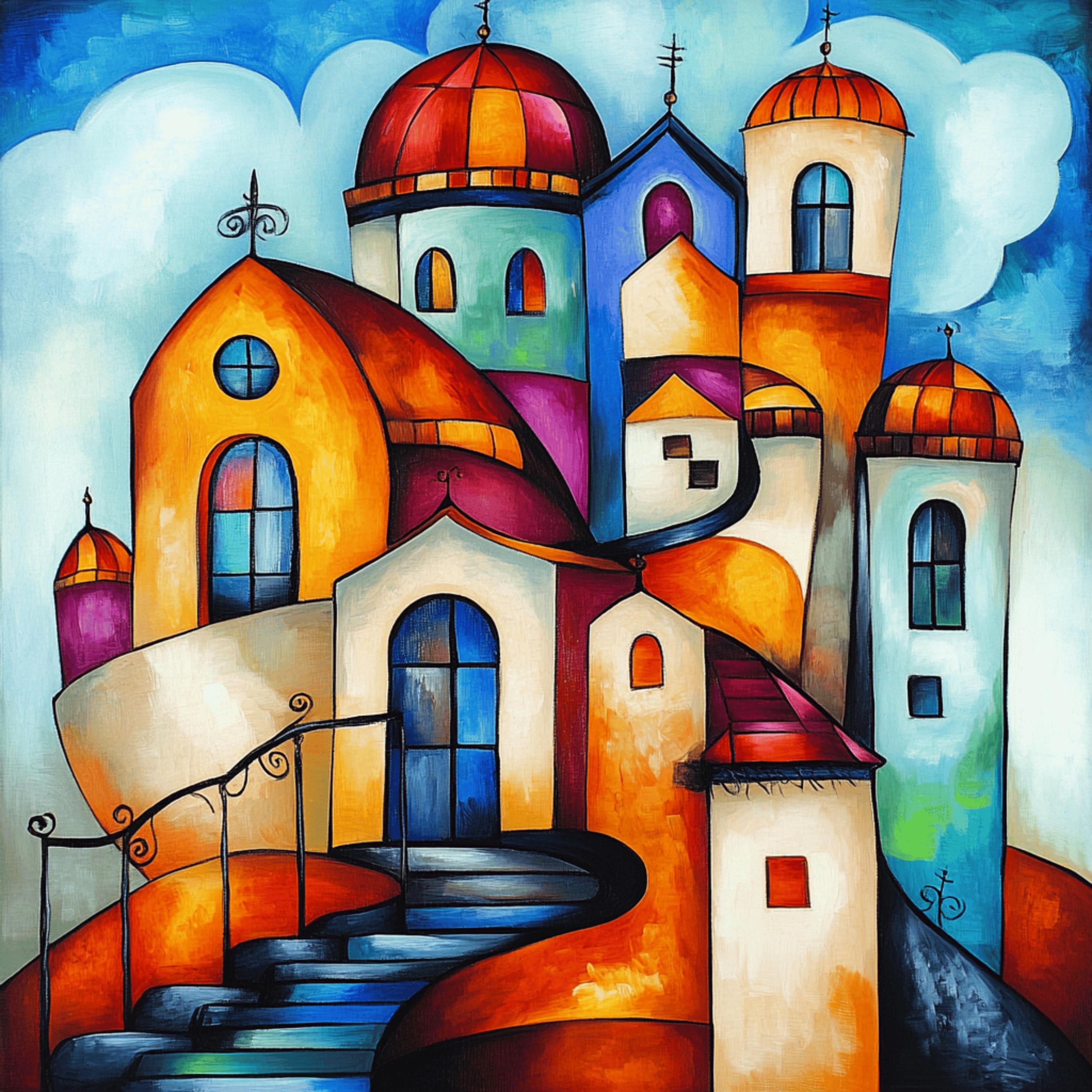 75 digital images whimsical houses village artwork town art kid's playroom large square artwork fairy tale decor nursery art