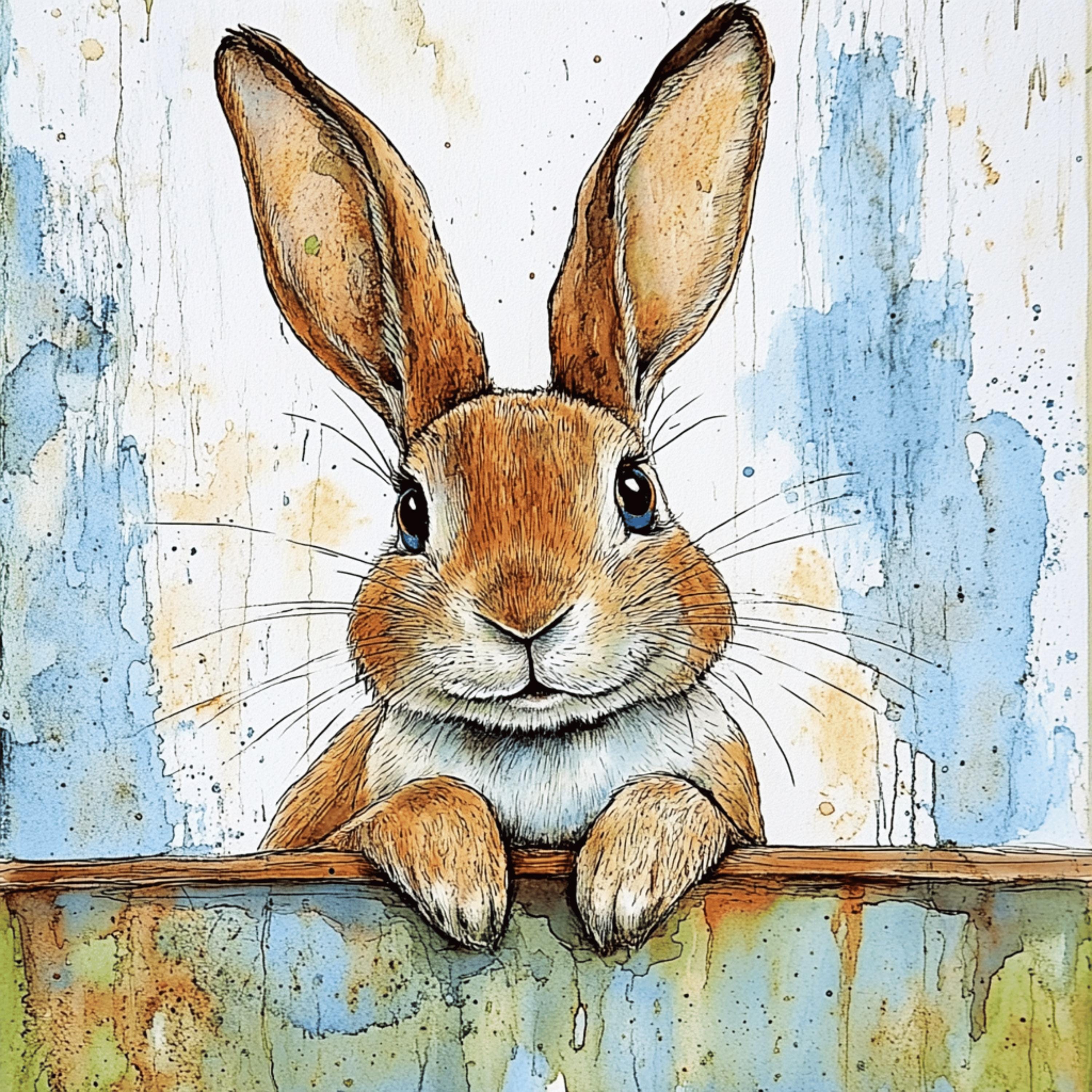 11 Cute Rabbit with Butterflies Wall Art, Easter Bunny Poster, Spring Equinox Artwork, Large Square Poster, Ostara Decor, Digital Download