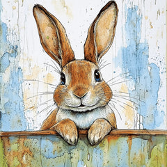 11 Cute Rabbit with Butterflies Wall Art, Easter Bunny Poster, Spring Equinox Artwork, Large Square Poster, Ostara Decor, Digital Download