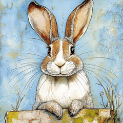 11 Cute Rabbit with Butterflies Wall Art, Easter Bunny Poster, Spring Equinox Artwork, Large Square Poster, Ostara Decor, Digital Download