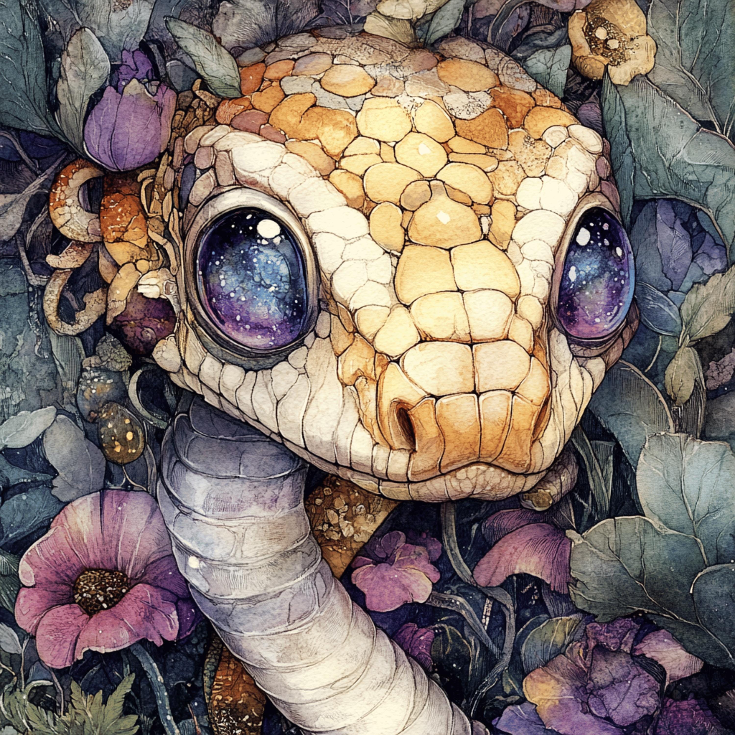 16 Mystical Mythical Creatures Poster, Digital Art Print, Large Square Art, Fantasy Wall Decor, 16 Digital Images Set, Fantasy Artwork Snake