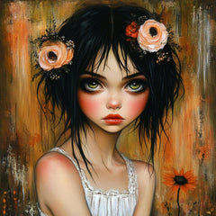 15 Goth Girl Female Portrait, Digital Art Print, Large Square Artwork, Digital Download, Dark Aesthetic Wall Decor, Modern Gothic Art