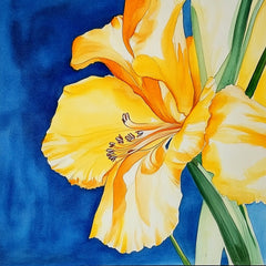 13 Iris Flower Large Square Artwork Poster, Digital Wall Art, Yellow and White Flower Print, Botanical Wall Decor, Home Office Art