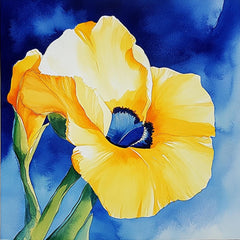 13 Iris Flower Large Square Artwork Poster, Digital Wall Art, Yellow and White Flower Print, Botanical Wall Decor, Home Office Art