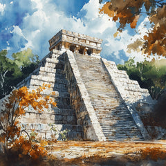 60 Digital Mayan Chichen Itza Images, Large Square Artwork, Instant Download, Mayan Temple Art, Vibrant Cultural Designs, High-Resolution.