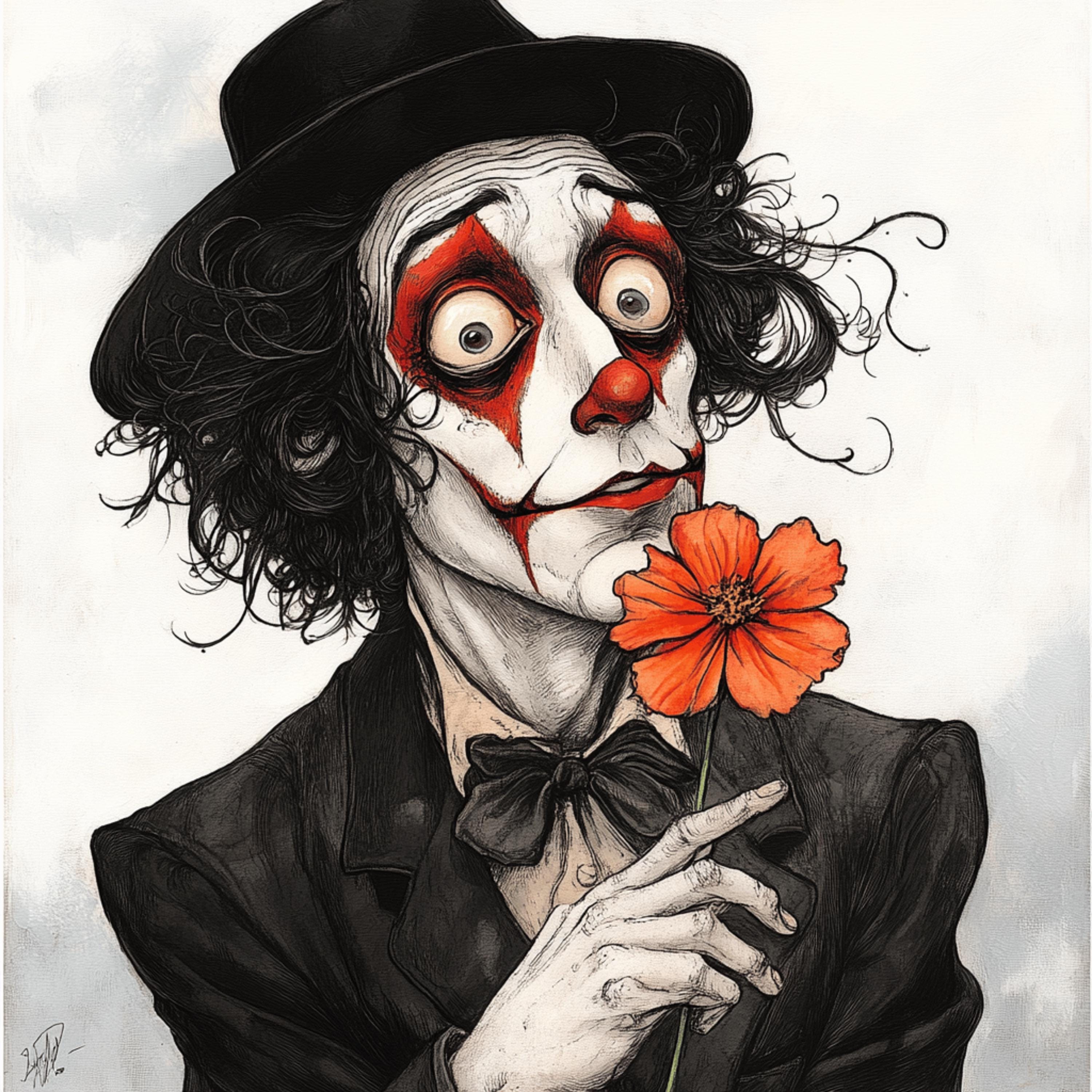 18 Whimsical Pompadore Male Clown Art Prints, Large Square Clown Artwork, Unique Decorative Wall Art for Home, Set of 18 Digital Images