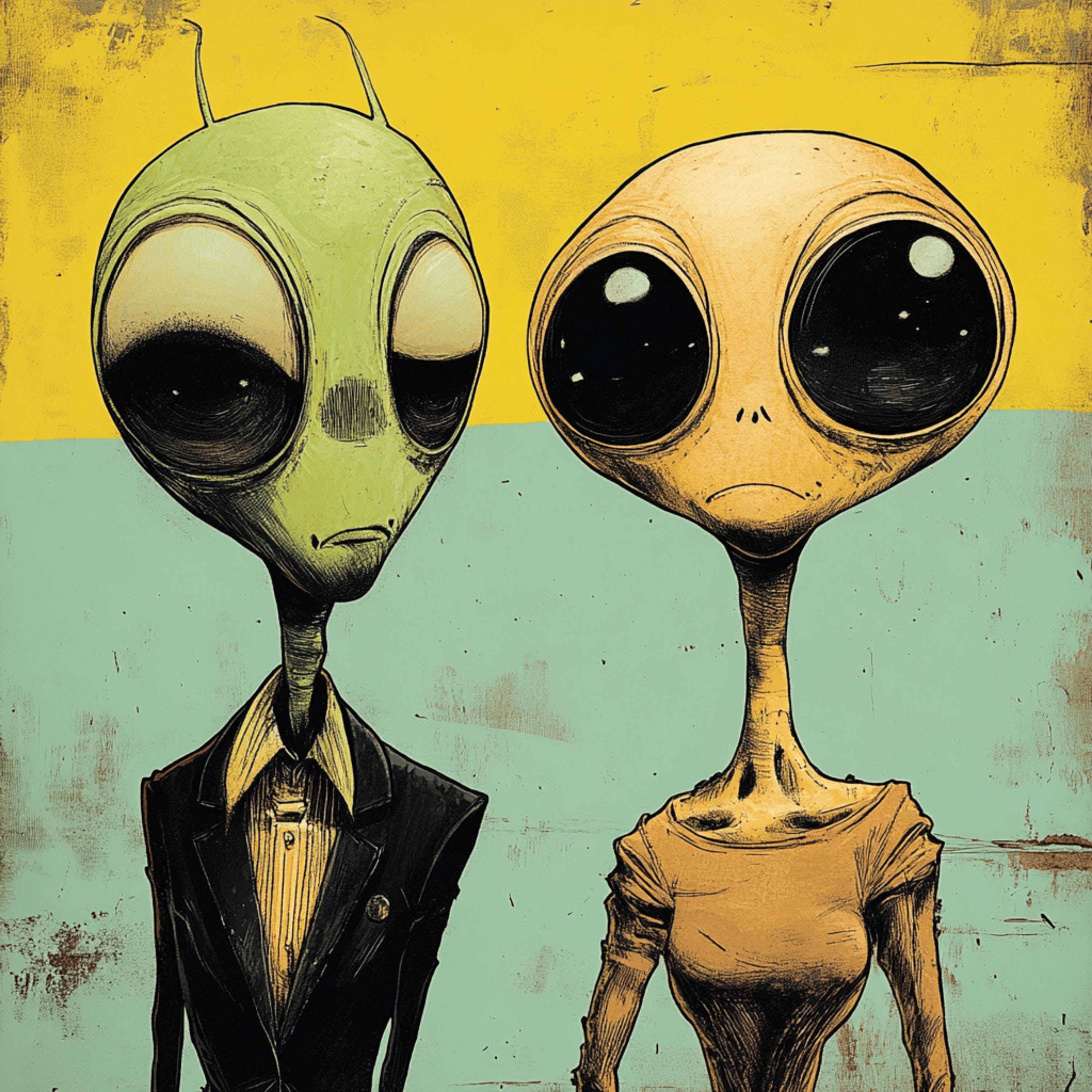 11 Alien digital art digital images, comic book style, extraterrestrial wall decor, large square wall artwork, sci-fi home decor
