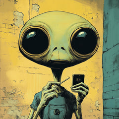 11 Alien digital art digital images, comic book style, extraterrestrial wall decor, large square wall artwork, sci-fi home decor