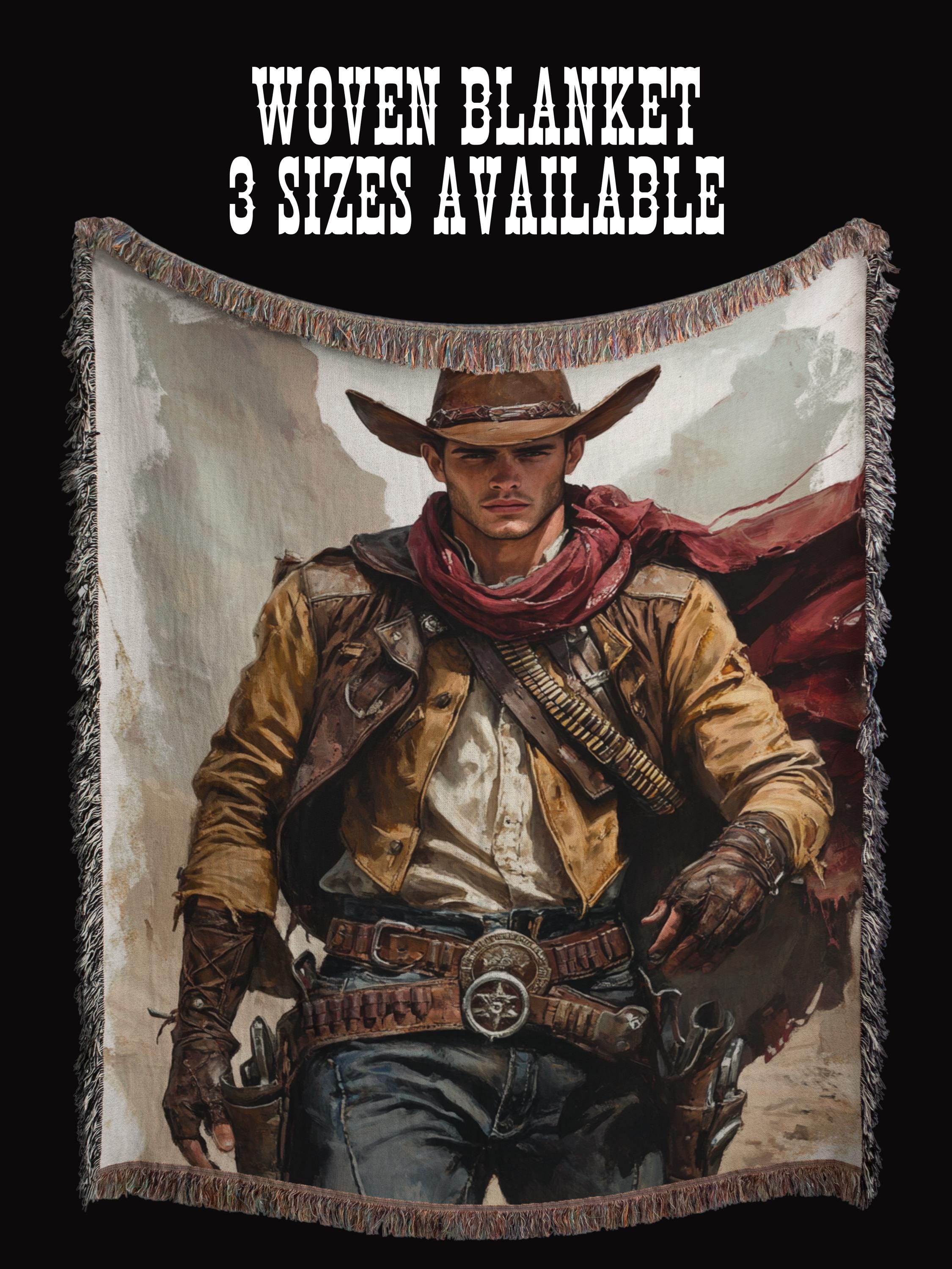 Western Cowboy Art Wall Tapestry, Rustic Decor Woven Blanket, Southwestern Wall Hanging, Three Sizes Available, Customisable Art