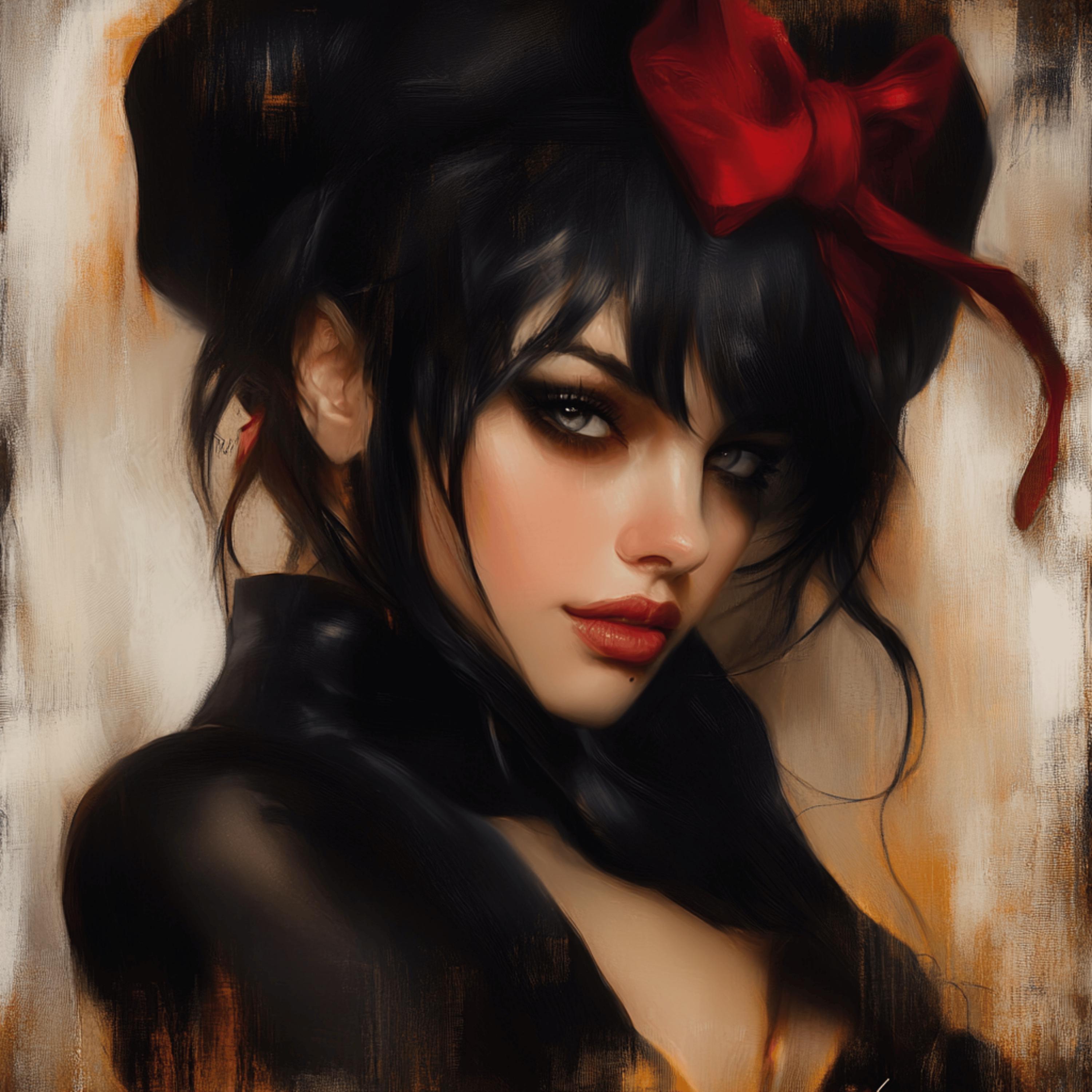 11 Digital Art, Sultry Woman, Portrait, Painterly Style Realism Blended With Impressionism, Large Square Artwork, Overthebed Wall Art Decor.