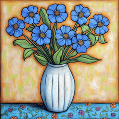 12 Digital Images, Flowers in a Blue Vase, Floral Artwork, Wall Decor, Large Square Artwork, Printable Art, Home Decorations