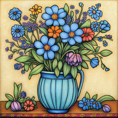 12 Digital Images, Flowers in a Blue Vase, Floral Artwork, Wall Decor, Large Square Artwork, Printable Art, Home Decorations